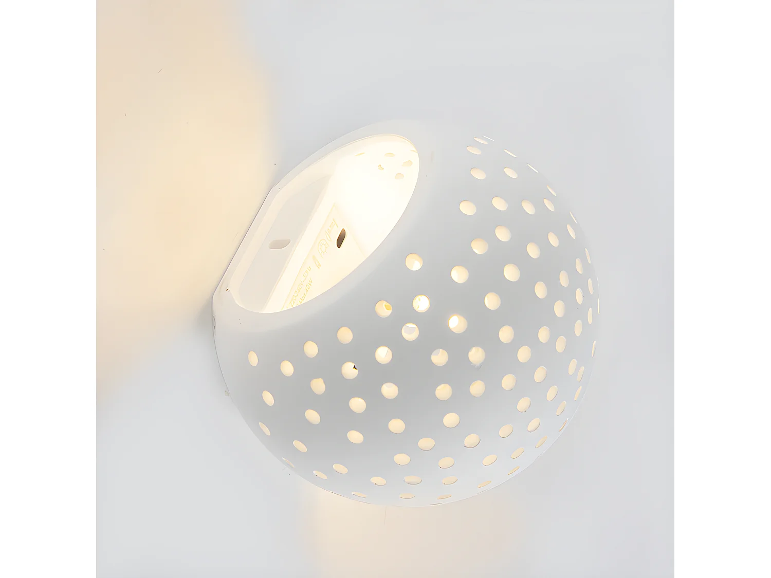 Applique murale sphérique vintage en blanc plâtre - Blur