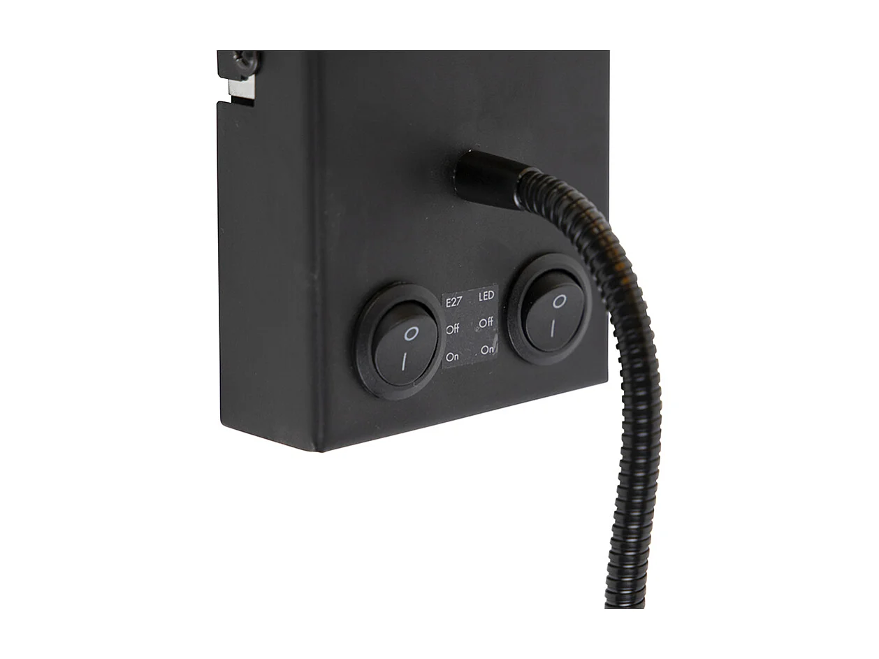 Applique murale Art déco noire avec abat-jour en velours gris foncé - Stacca