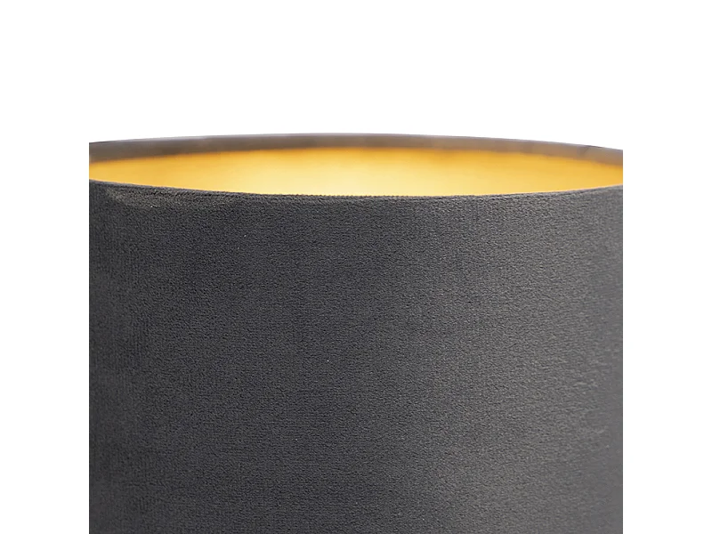 Applique murale Art déco noire avec abat-jour en velours gris foncé - Stacca