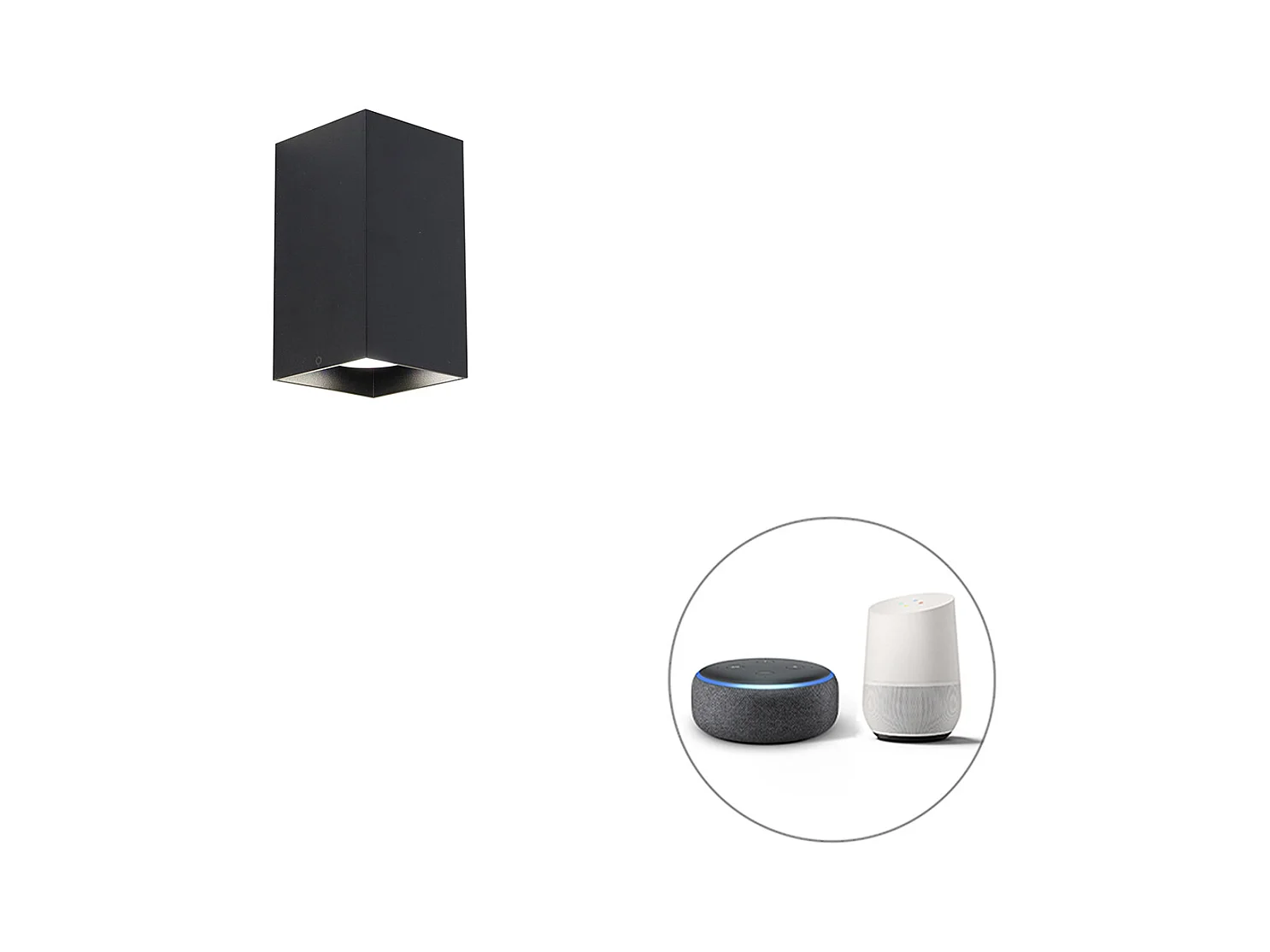 Applique carrée intelligente noire avec Wifi GU10 - Sabbir