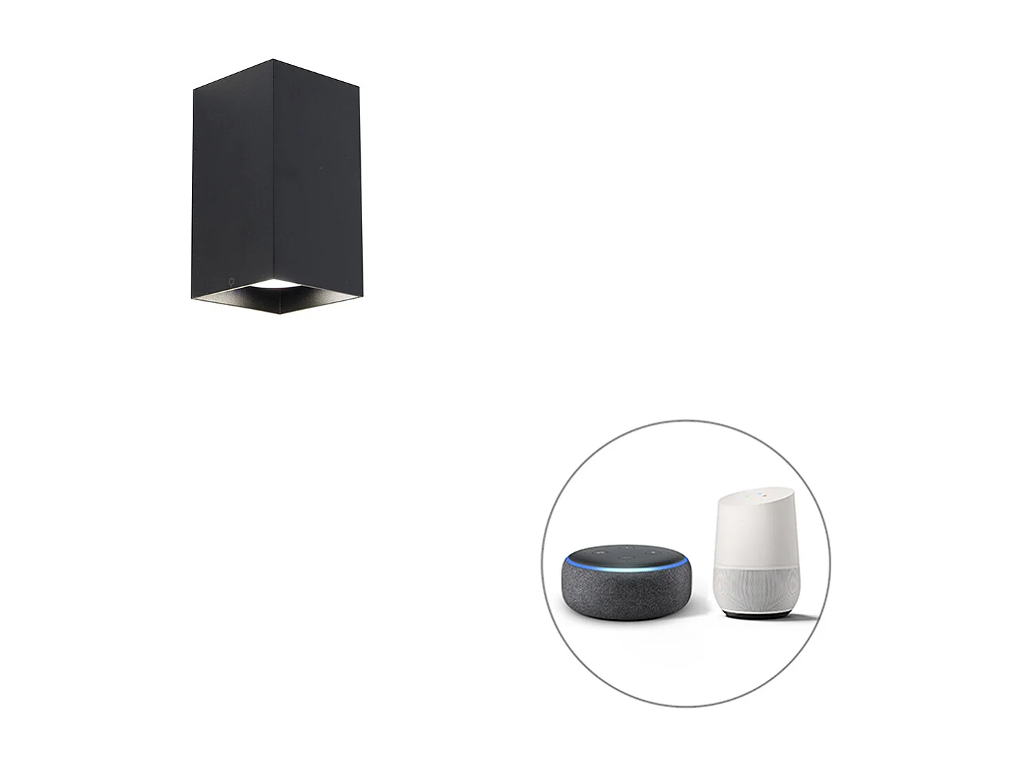 Applique murale carrée intelligente noire avec Wifi GU10 - Sabbir