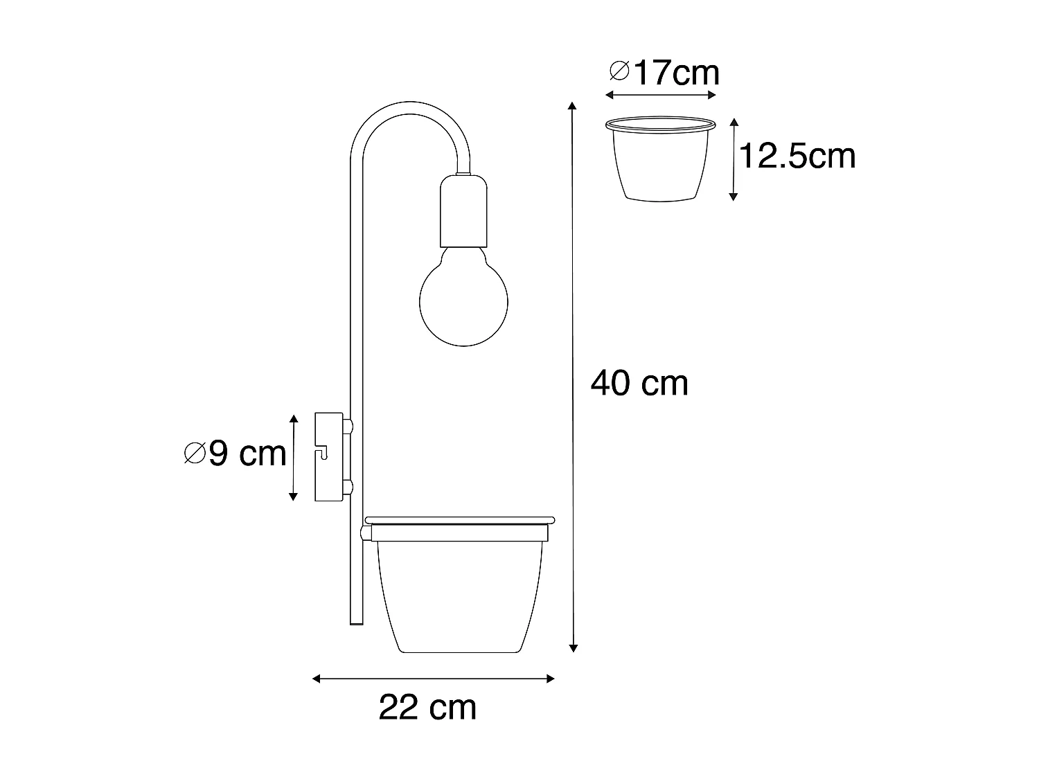 Applique moderne noire avec verre - Roslini