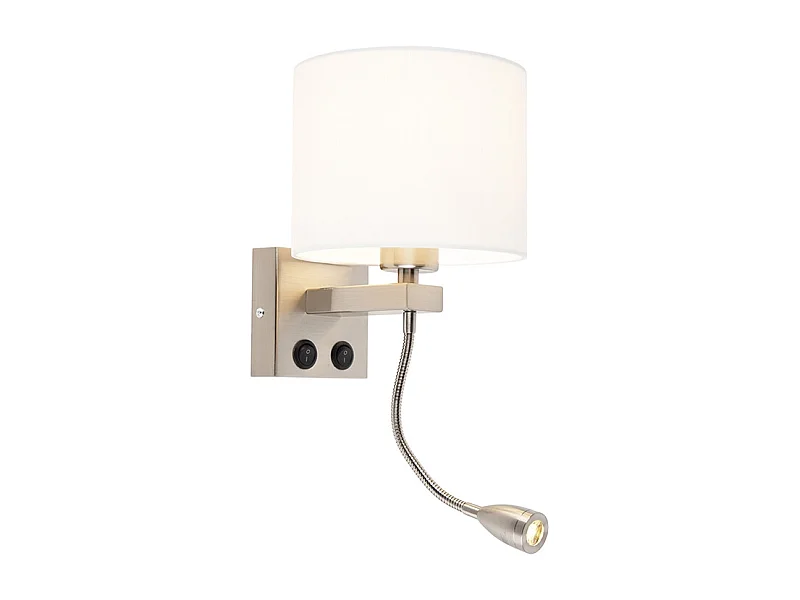 Applique moderne en acier avec abat-jour blanc - Brescia