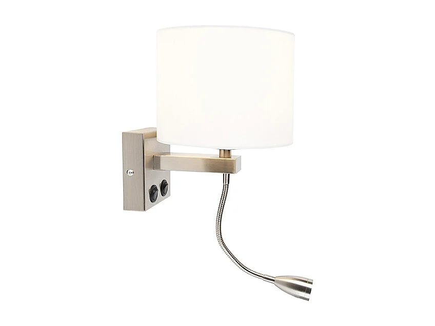 Applique moderne en acier avec abat-jour blanc - Brescia