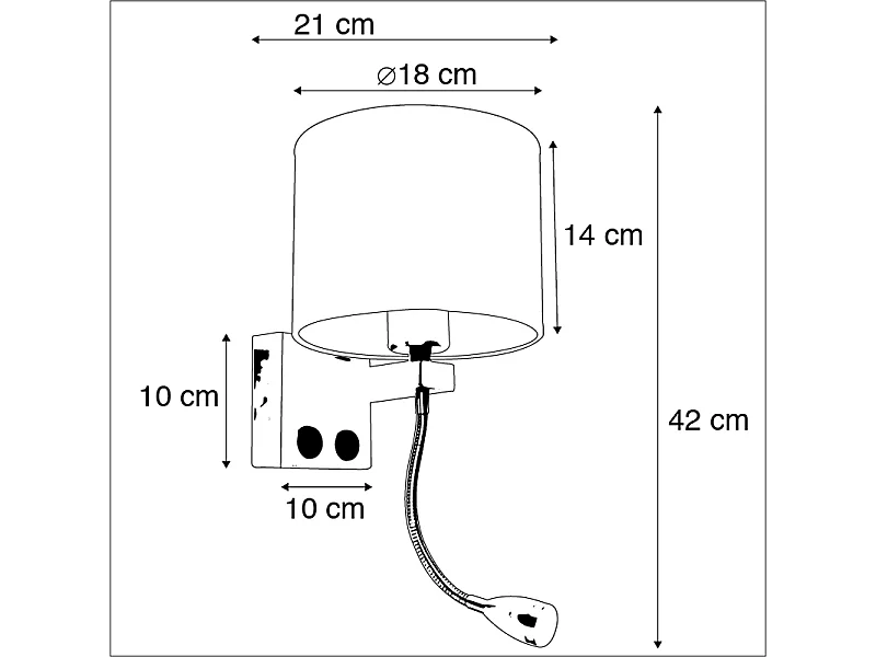 Applique moderne en acier avec abat-jour blanc - Brescia