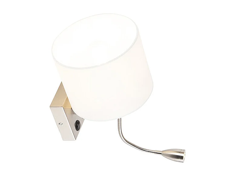 Applique moderne en acier avec abat-jour blanc - Brescia