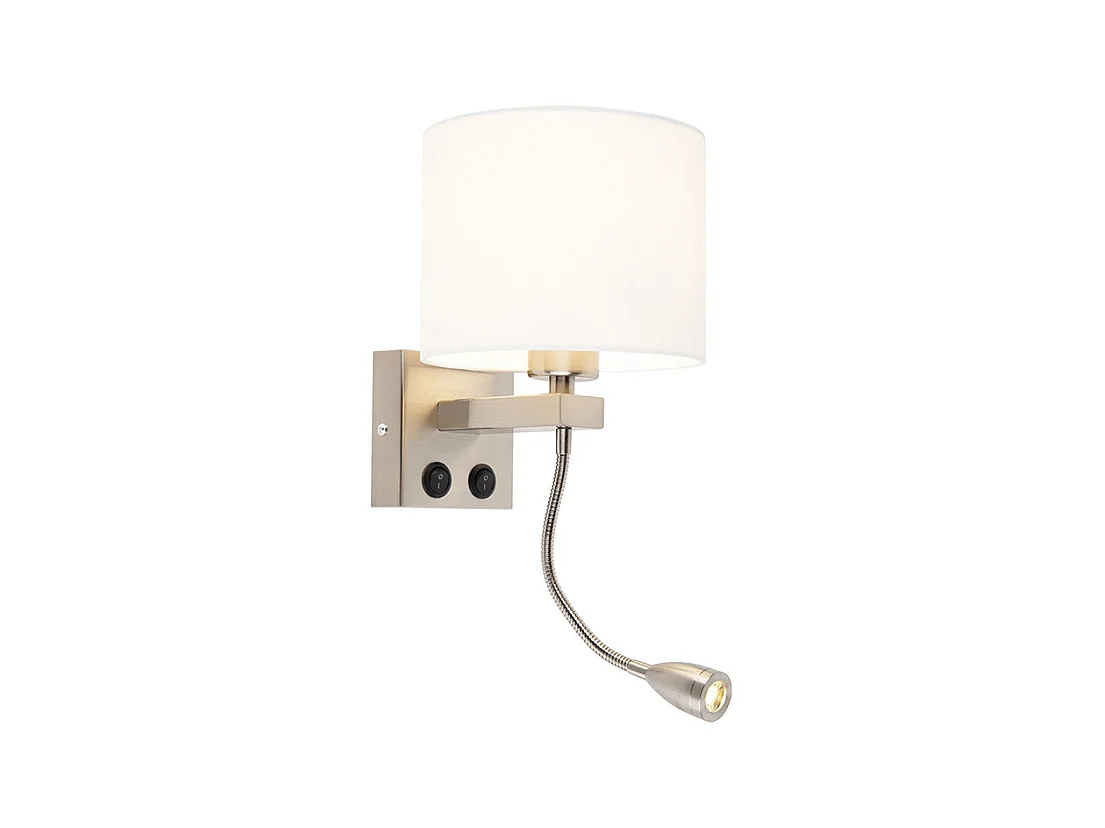 Applique moderne en acier avec abat-jour blanc - Brescia