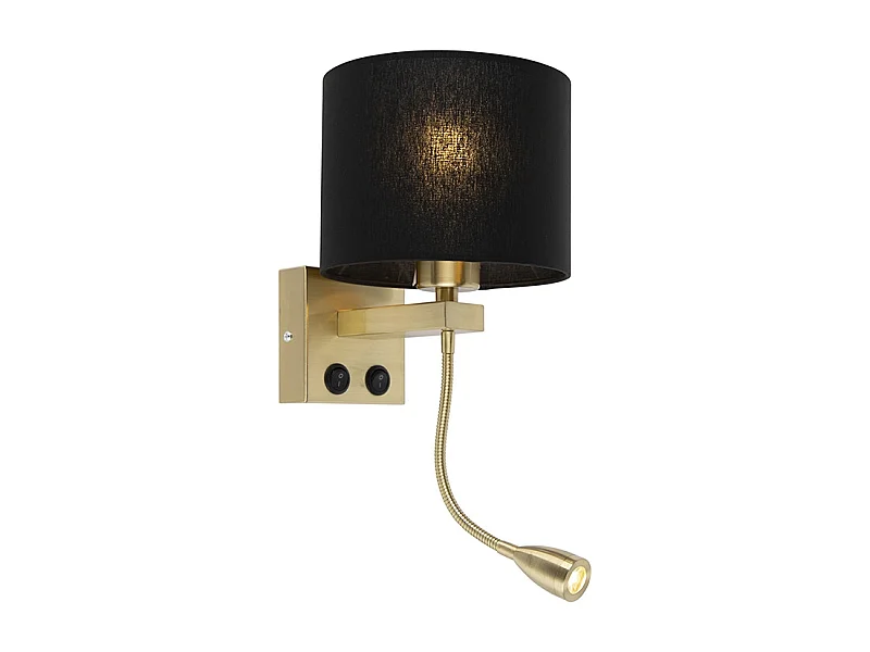 Applique murale Art déco dorée avec abat-jour noir - Brescia