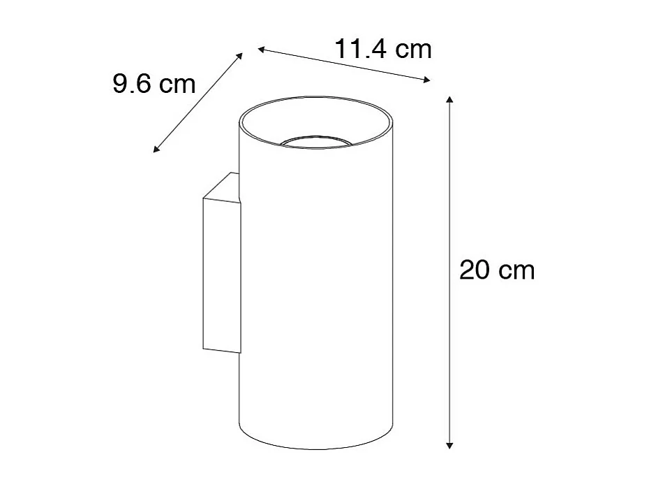 Applique murale intelligente noire avec or 2 lumières avec Wifi GU10 - Sab