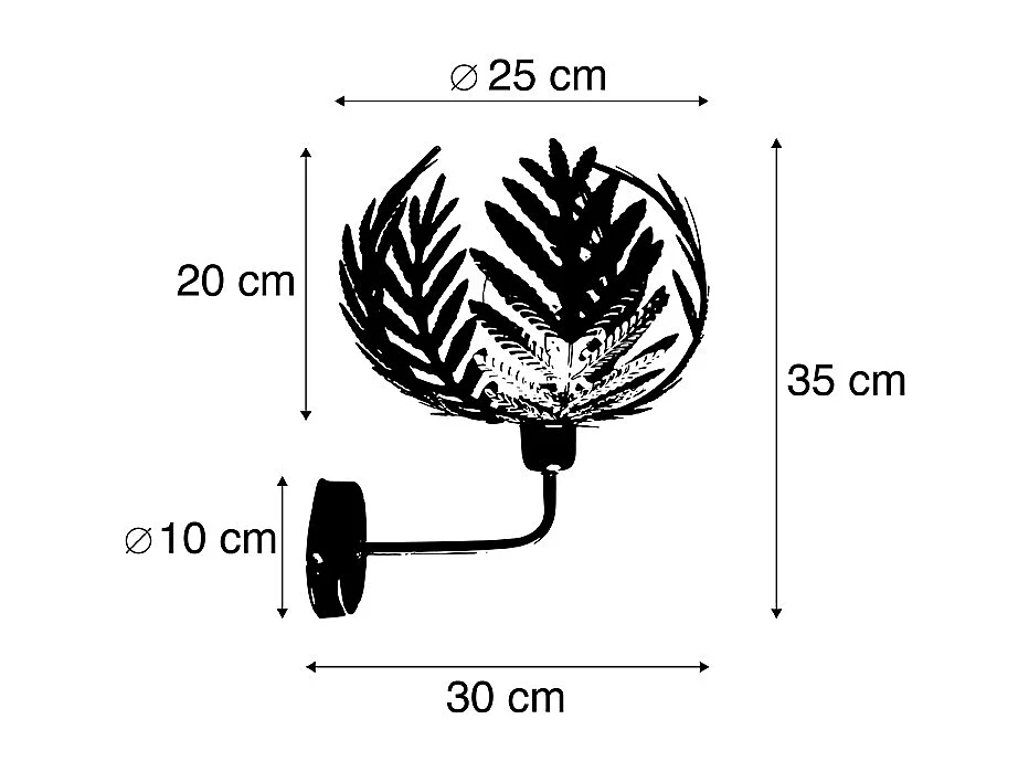 Applique murale vintage dorée 25 cm - Botanica
