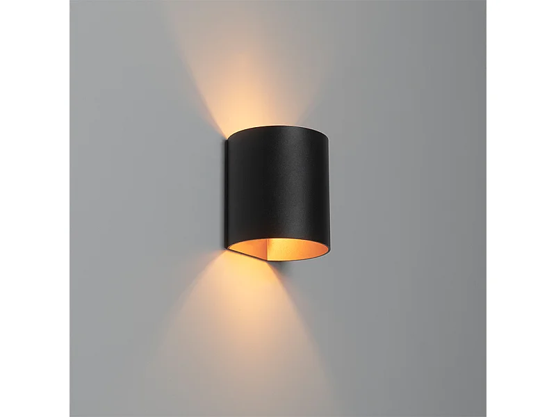 Applique murale moderne noire avec laiton - Sabbio