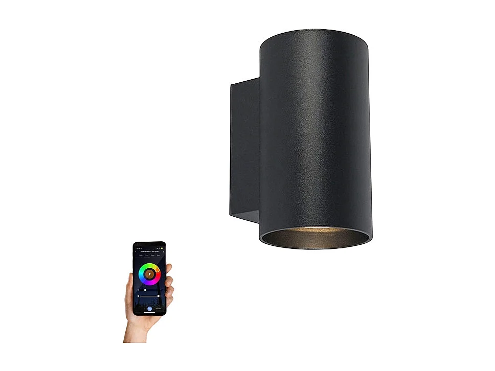 Applique murale design intelligente noire avec 2 Wifi GU10 - Sandy