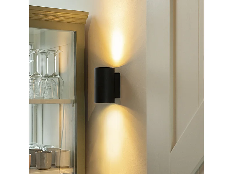 Applique murale design intelligente noire avec 2 Wifi GU10 - Sandy