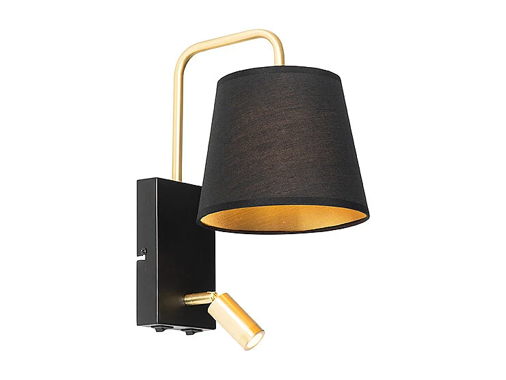Applique moderne noire et dorée avec liseuse - Renier