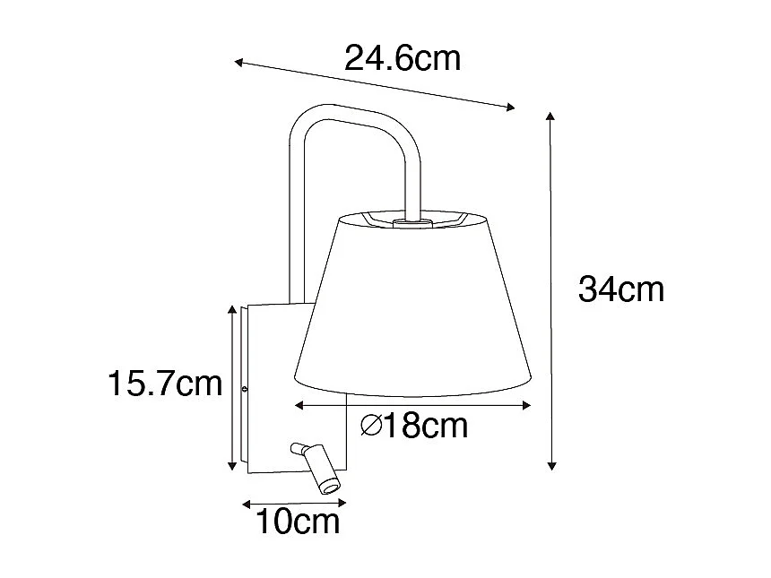 Applique moderne noire et dorée avec liseuse - Renier