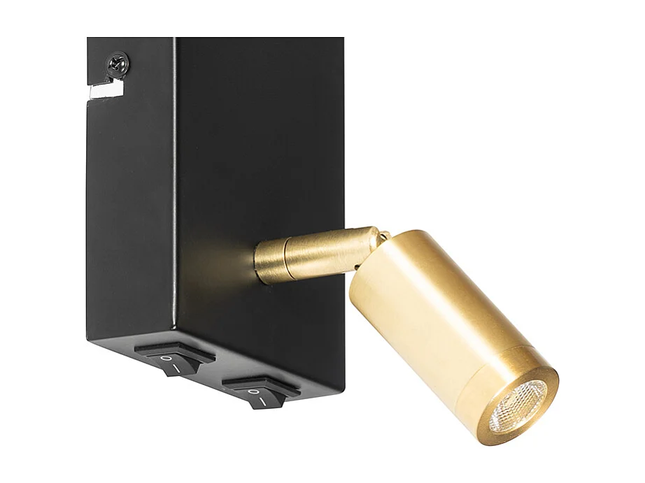 Applique murale moderne noire et dorée avec liseuse - Renier