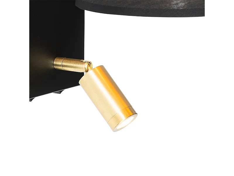 Applique murale moderne noire et dorée avec liseuse - Renier