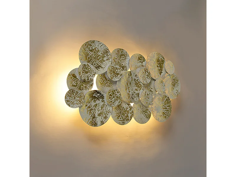 Applique orientale décorative or avec blanc 2 lumières - HIKINA