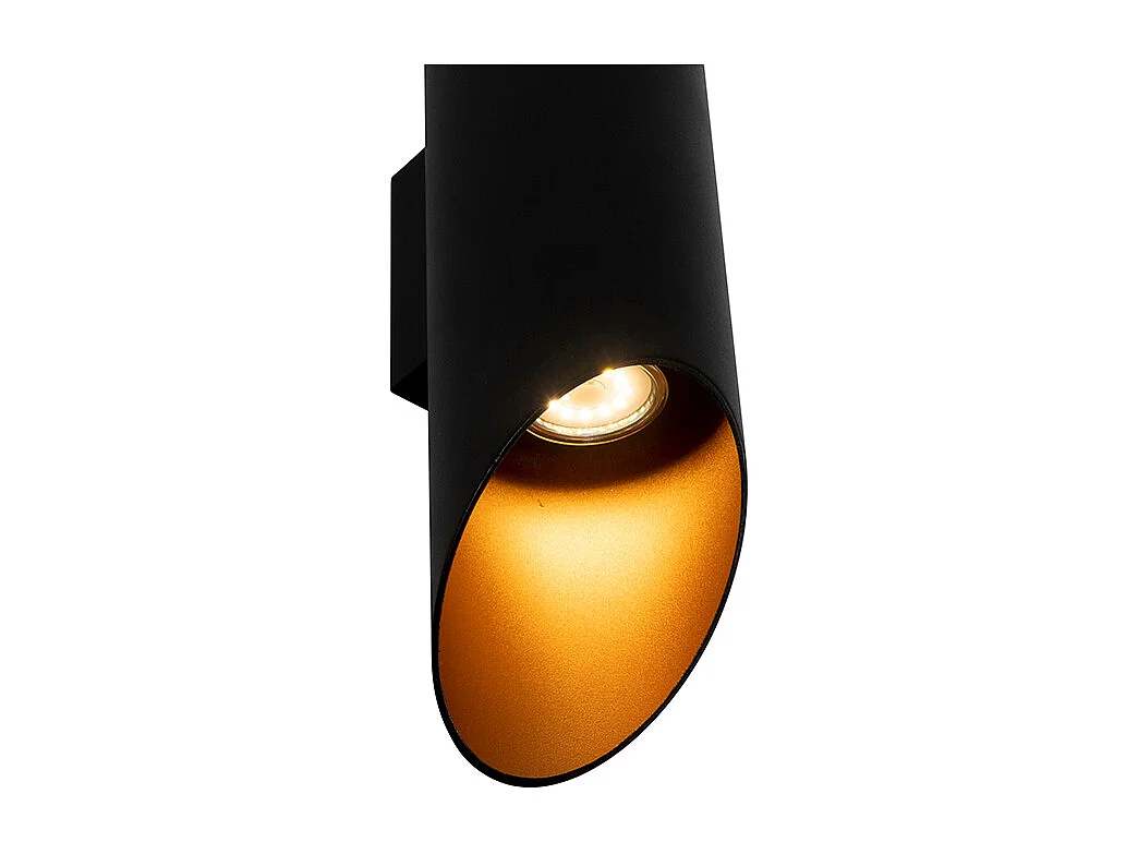 Applique murale moderne noire avec intérieur doré 9,6 cm - Organo
