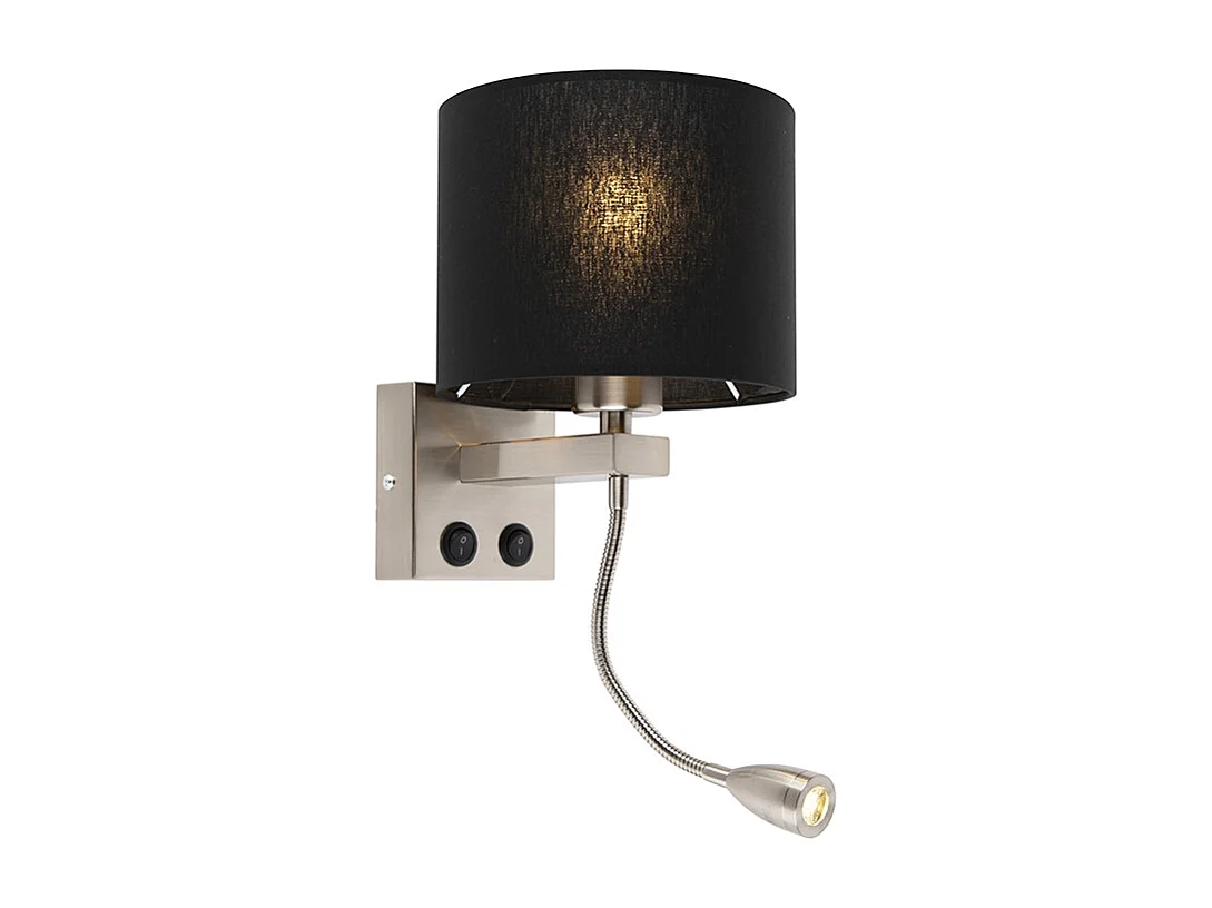 Applique moderne en acier avec abat-jour noir - Brescia