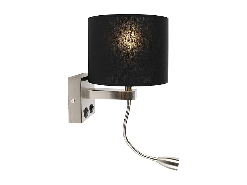 Applique moderne en acier avec abat-jour noir - Brescia