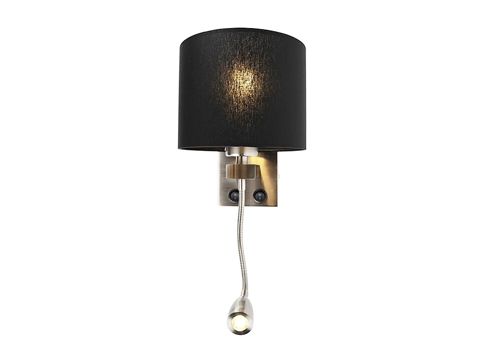 Applique moderne en acier avec abat-jour noir - Brescia
