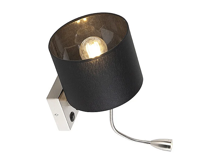 Applique moderne en acier avec abat-jour noir - Brescia