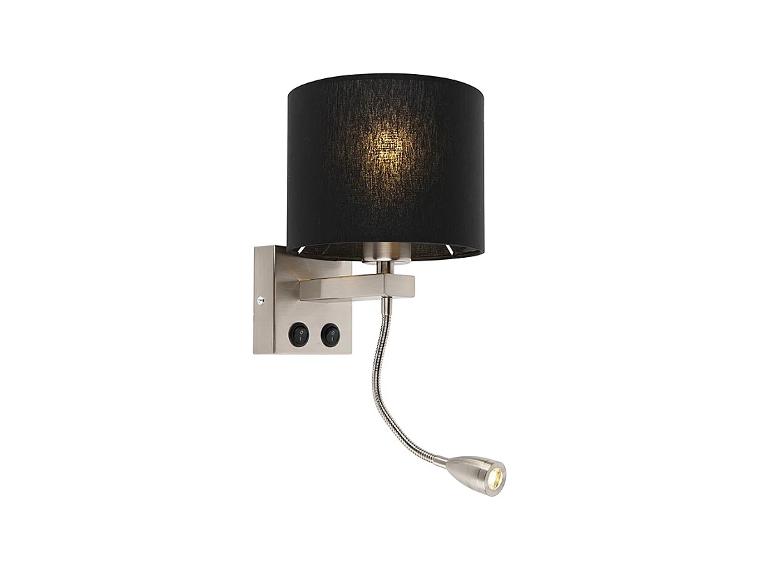 Applique moderne en acier avec abat-jour noir - Brescia