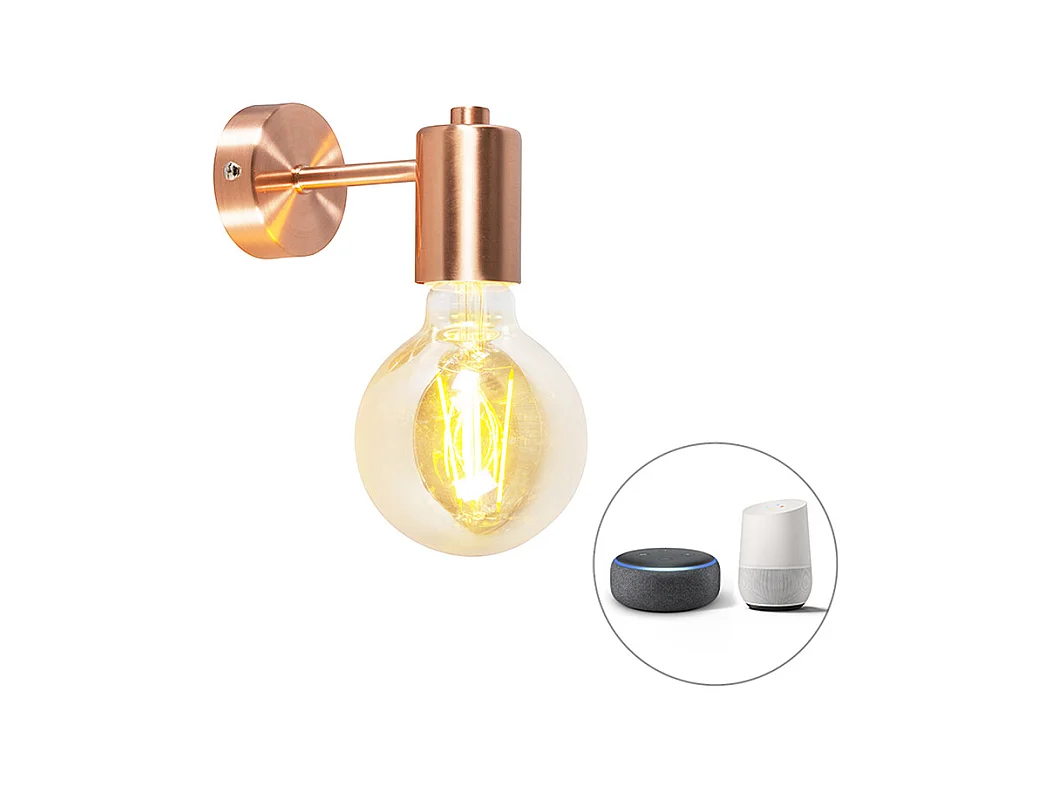 Applique Art Déco Smart couleur cuivre avec ampoule WiFi G95 - Facil