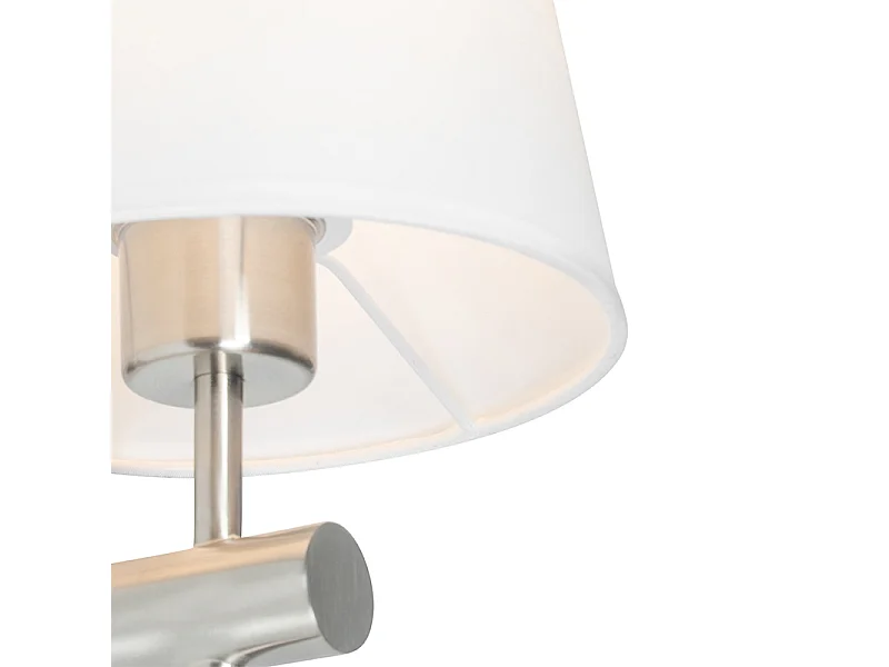 Applique murale moderne en acier avec abat-jour blanc - Pluk