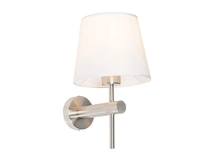 Applique murale moderne blanche avec acier - Pluk