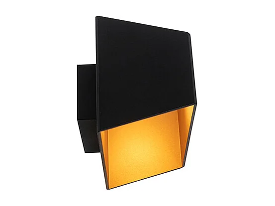 Applique murale moderne noire avec intérieur doré rectangulaire - Alone