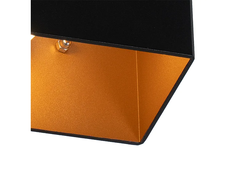 Applique murale moderne noire avec intérieur doré rectangulaire - Alone