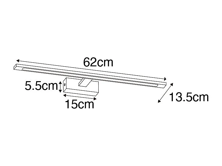 Applique moderne noire 62 cm avec LED IP44 - Jerre
