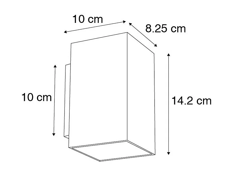 Lot de 2 appliques murales modernes noires carrées 2 lumières - Sandy