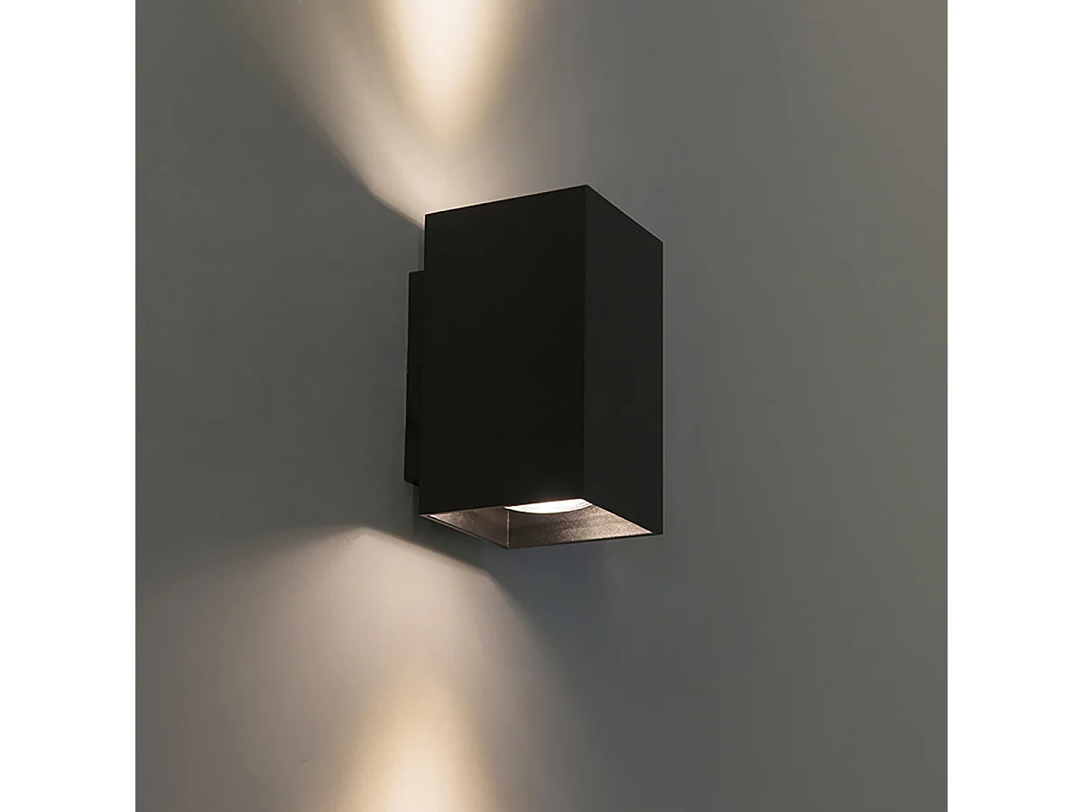 Lot de 2 appliques murales modernes noires carrées 2 lumières - Sandy