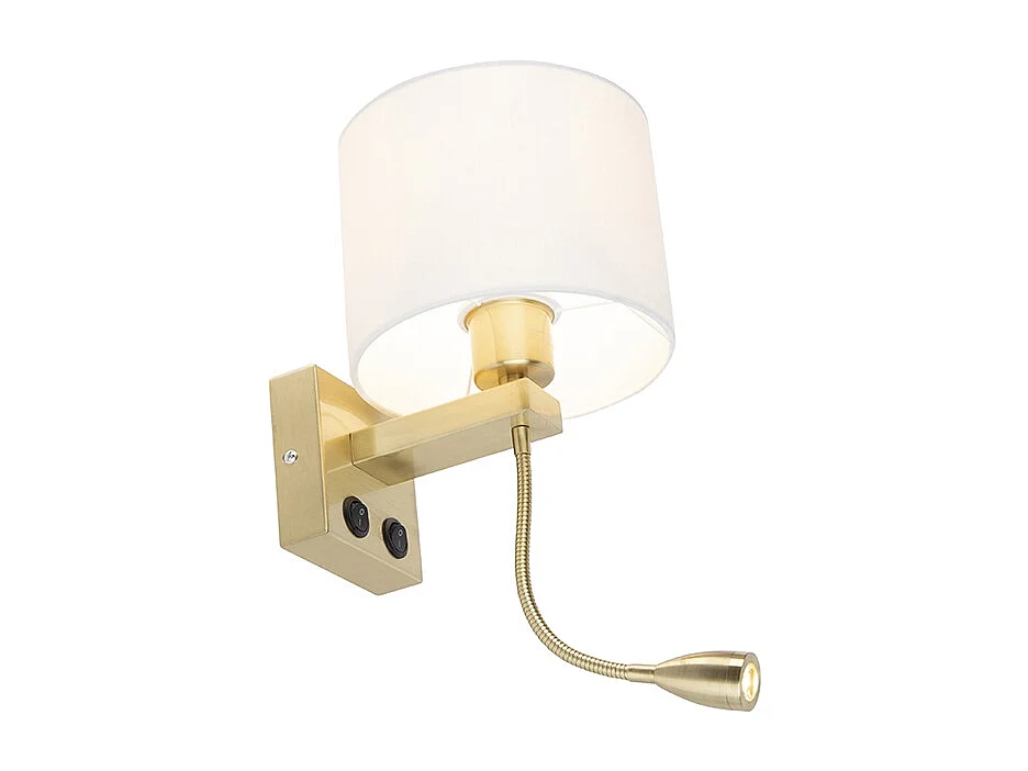 Applique murale Art Déco dorée avec abat-jour blanc - Brescia