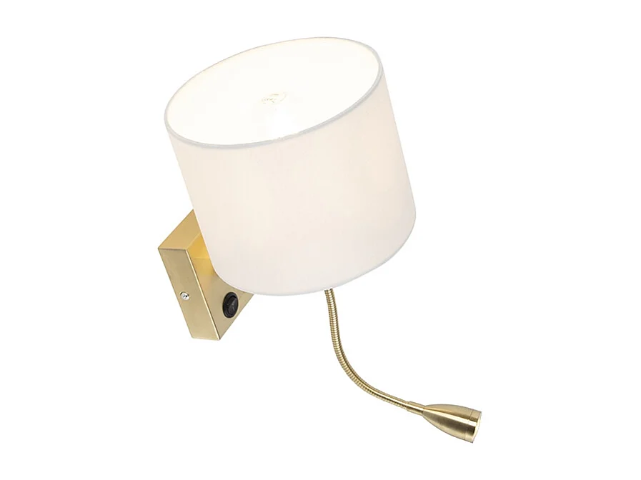 Applique murale Art Déco dorée avec abat-jour blanc - Brescia