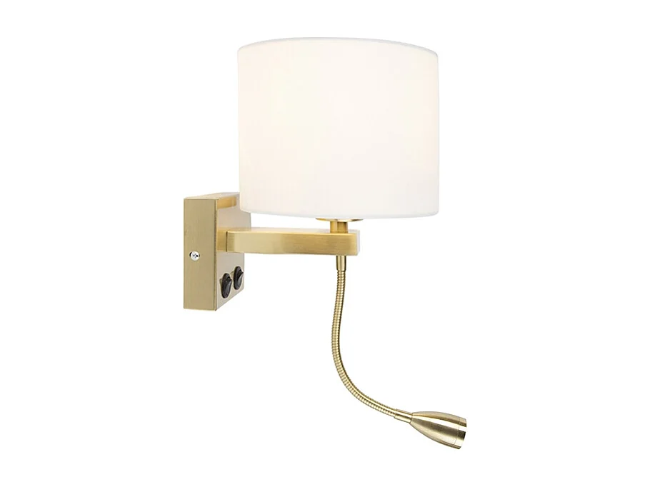 Applique murale Art Déco dorée avec abat-jour blanc - Brescia