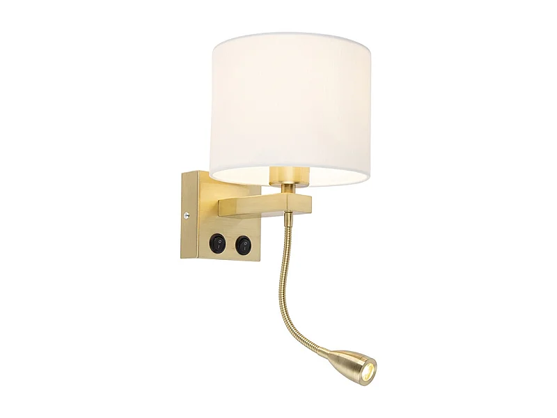 Applique murale Art Déco dorée avec abat-jour blanc - Brescia