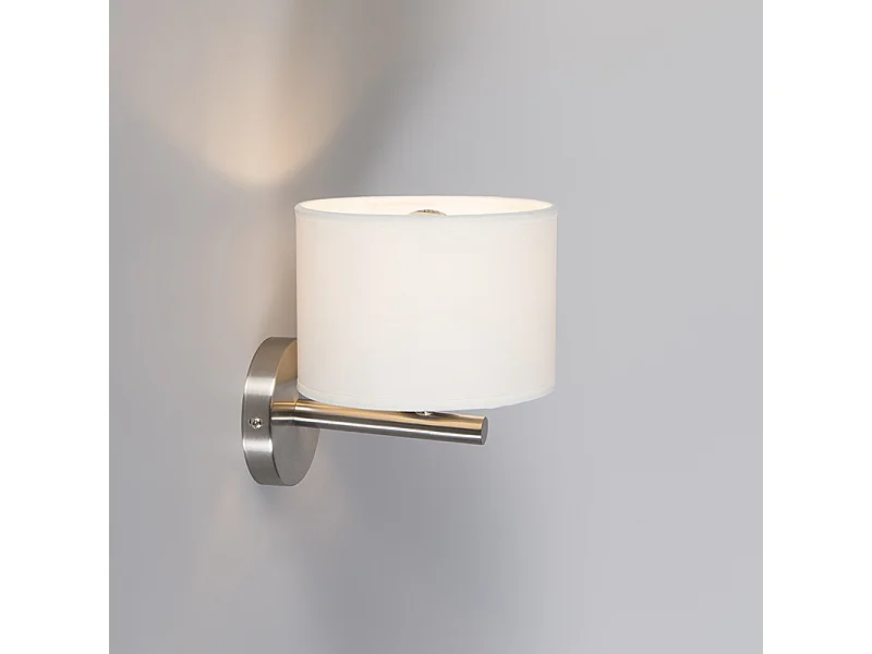 Applique murale moderne en acier avec abat-jour blanc - VT