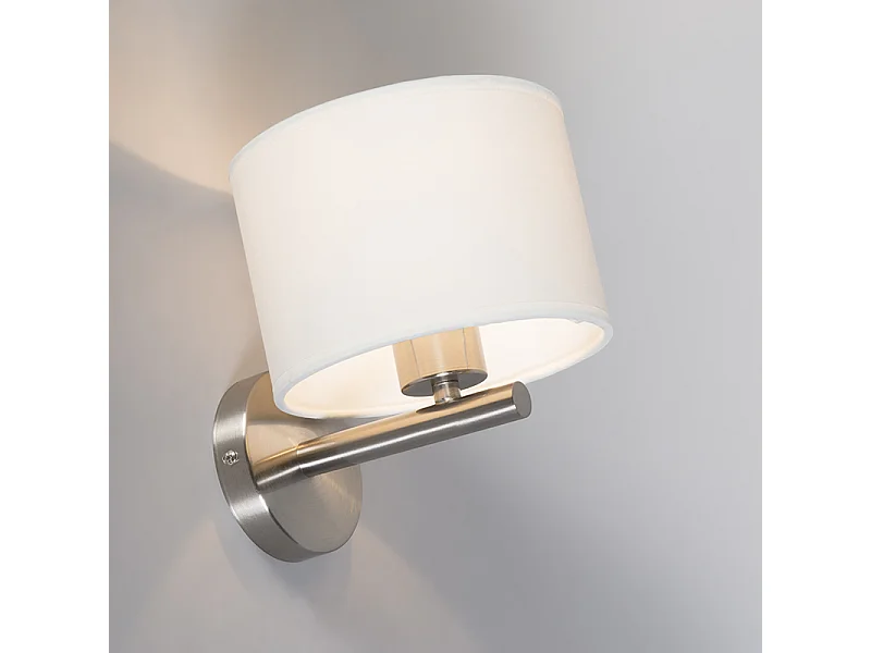 Applique murale moderne en acier avec abat-jour blanc - VT