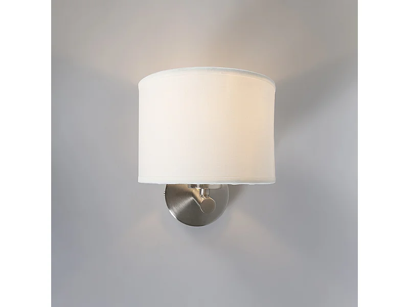 Applique murale moderne en acier avec abat-jour blanc - VT