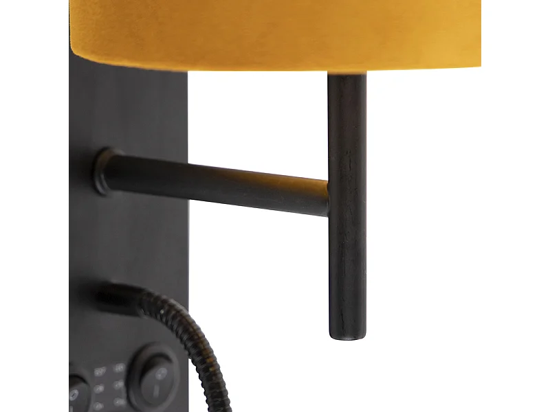 Applique noire avec abat-jour jaune velours - STACCA