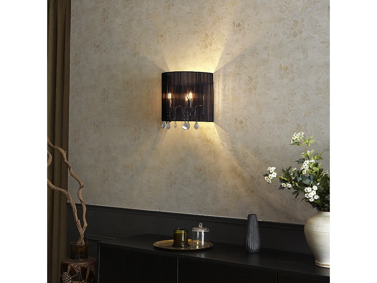 Applique murale classique chromée avec abat-jour noir - Ann-Kathrin 2
