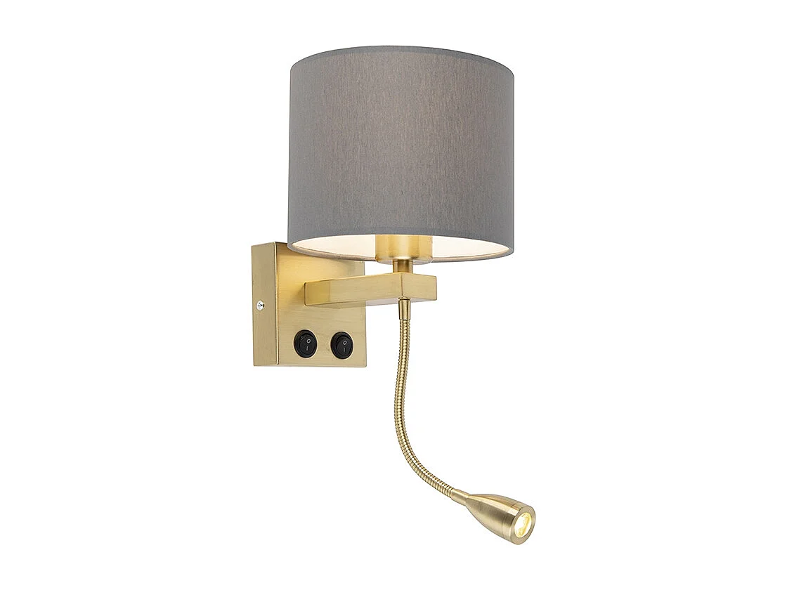 Applique murale Art Déco dorée avec abat-jour gris - Brescia