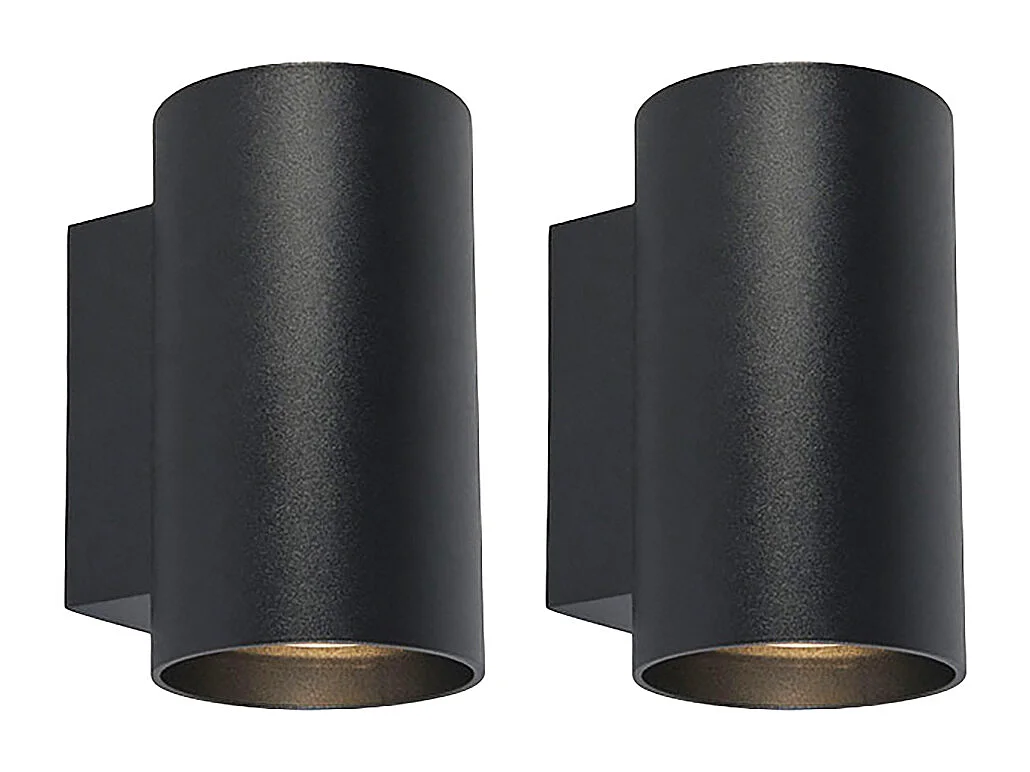 Set de 2 appliques modernes rondes noires - Sandy