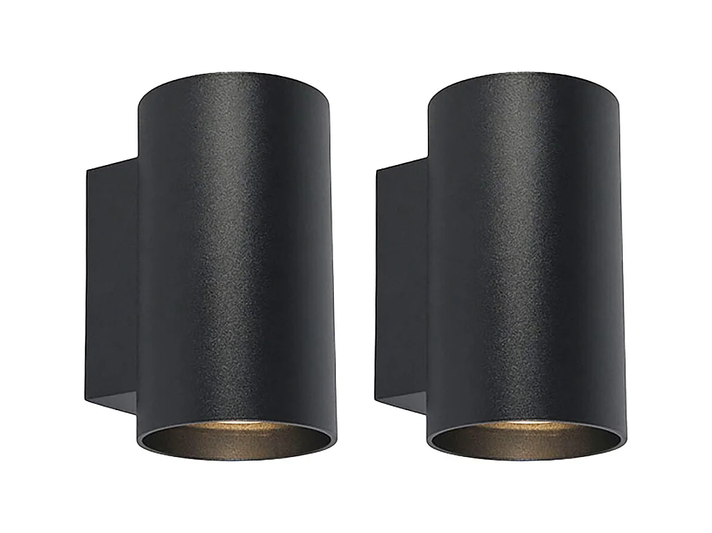 Set de 2 appliques modernes rondes noires - Sandy