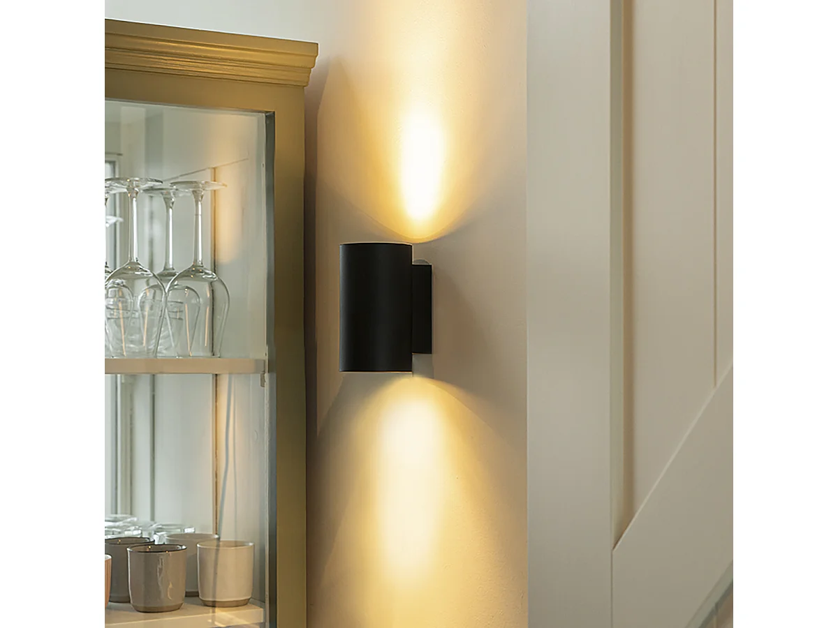 Lot de 2 appliques murales modernes rondes noires 2 lumières - Sandy