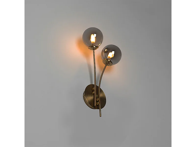 Applique moderne dorée à 2 lumières avec verre fumé - Athènes